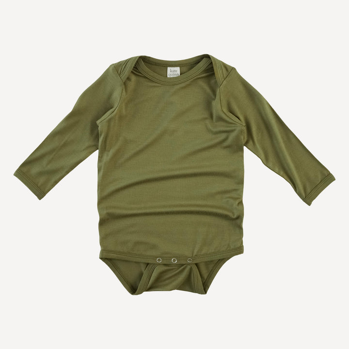 long sleeve lap neck bodysuit | olive leaf | bamboo