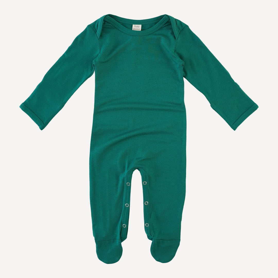 long sleeve lap neck footie | evergreen | modal
