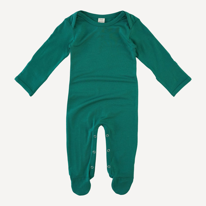 long sleeve lap neck footie | evergreen | modal