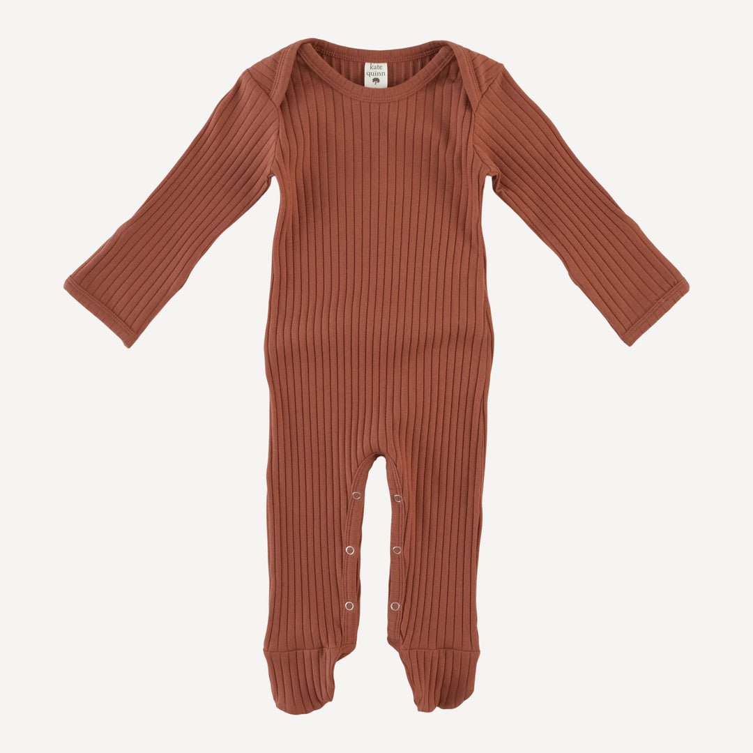 long sleeve lap neck footie | auburn | organic cotton wide rib