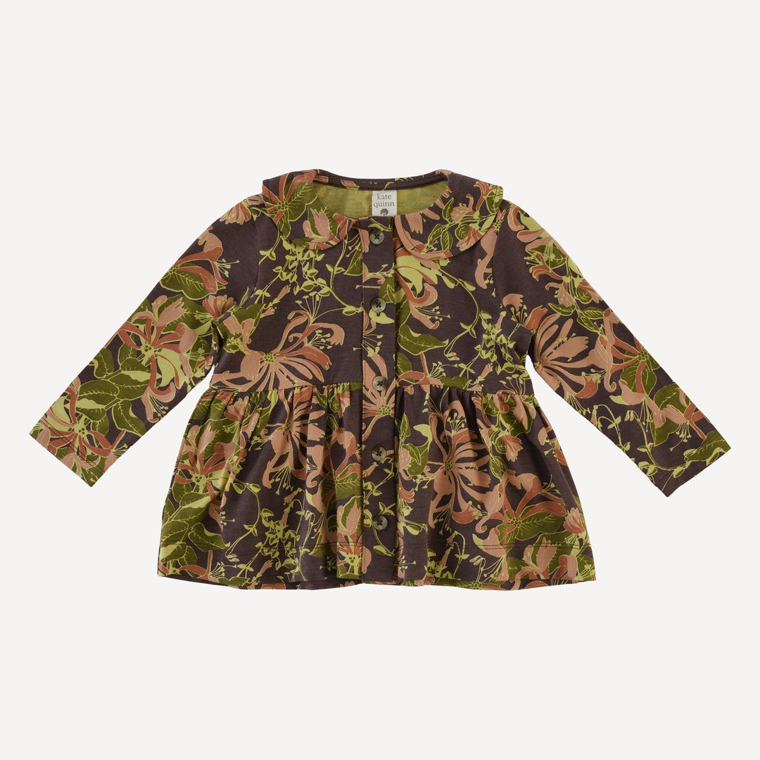 long sleeve peter pan button top + flare pant set | honeysuckle | bamboo