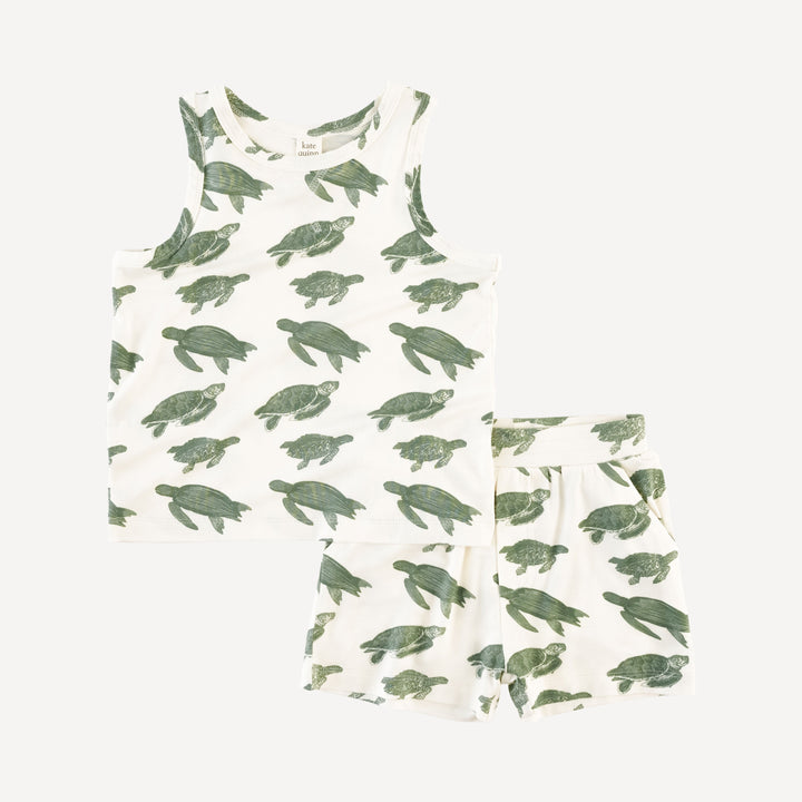 topstitch tank + relaxed short set | green sea turtle | bamboo