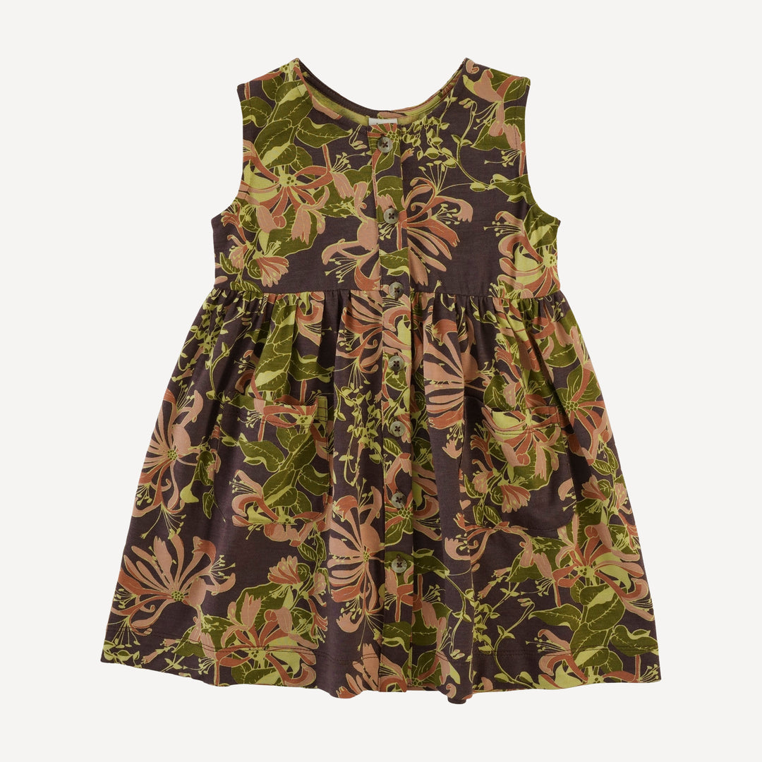 pinafore apron button pocket dress | honeysuckle | bamboo