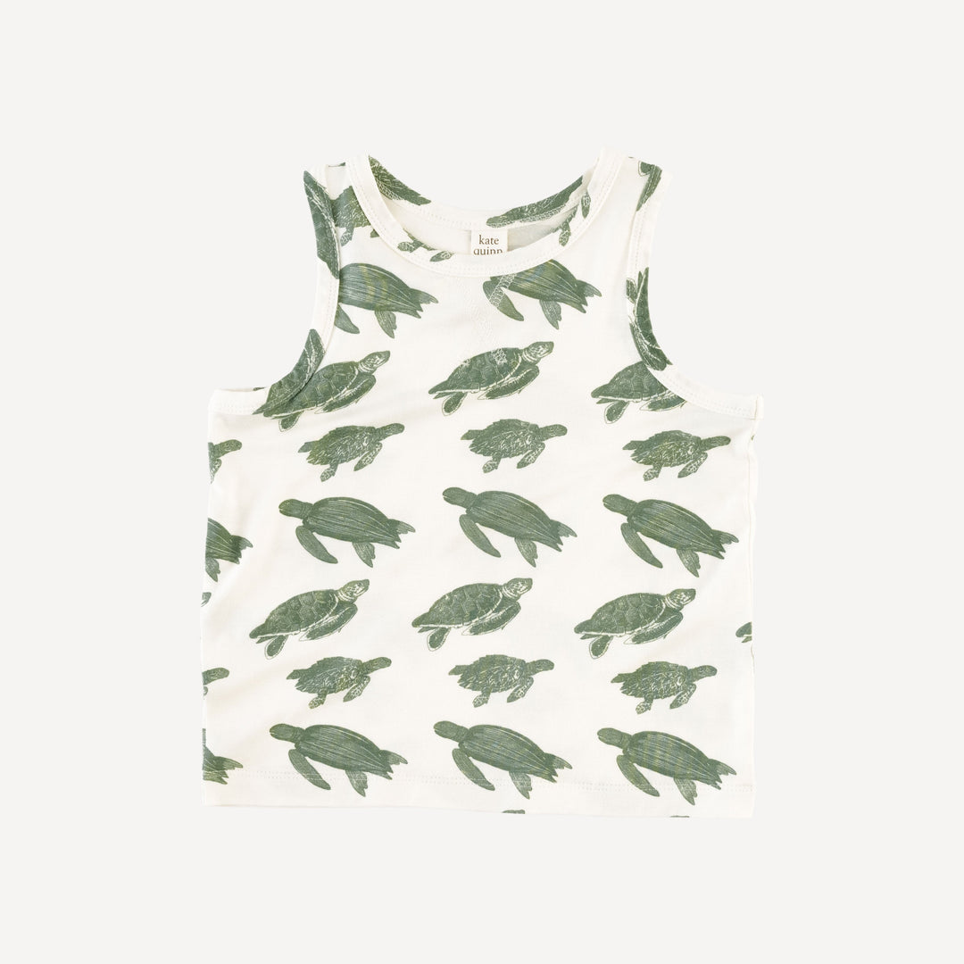 topstitch tank + relaxed short set | green sea turtle | bamboo