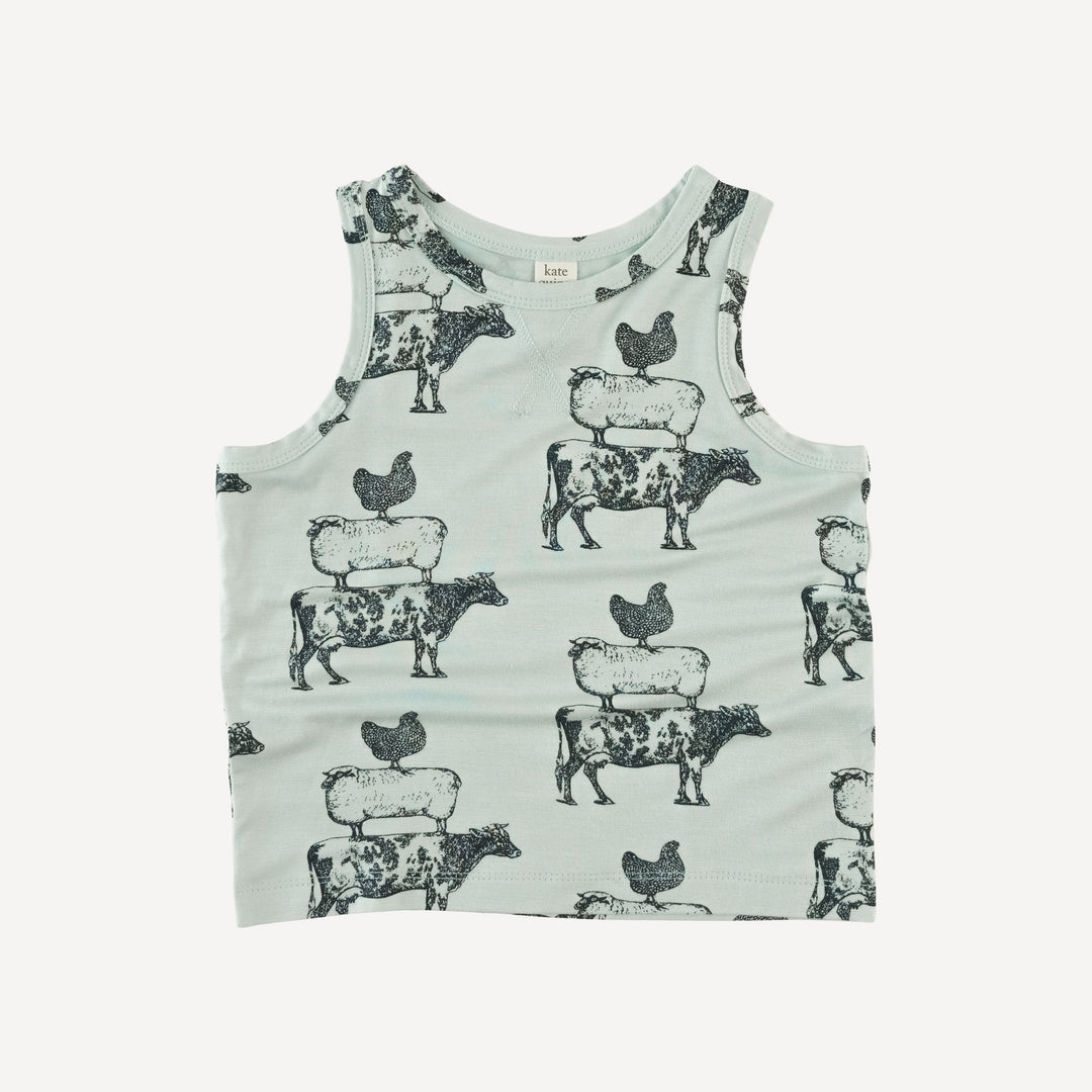 topstitch tank + relaxed short set | stacked animals | bamboo
