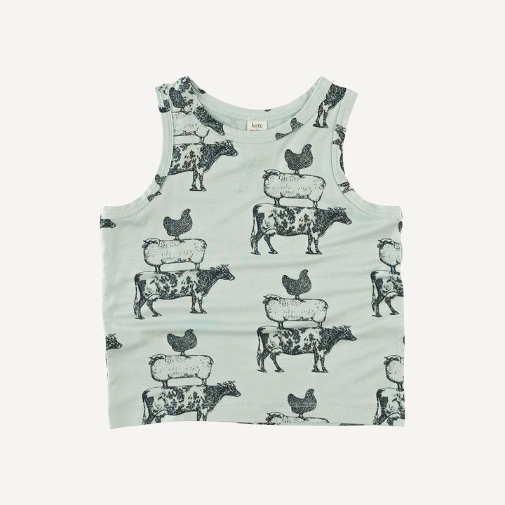 topstitch tank + relaxed short set | stacked animals | bamboo