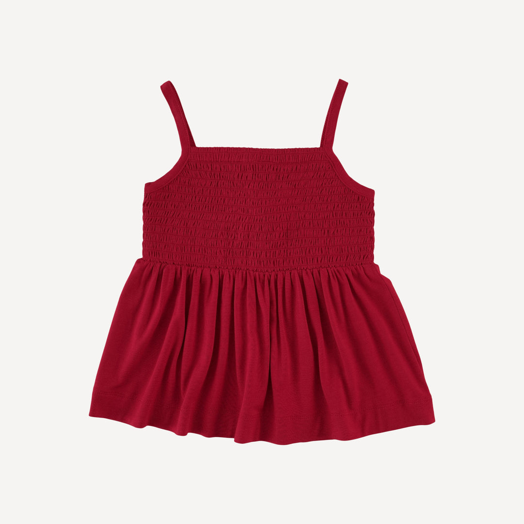 spaghetti strap smocked top + bike short set | scarlet sage | bamboo