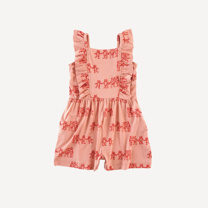 pinafore ruffle romper | teddy bears | bamboo