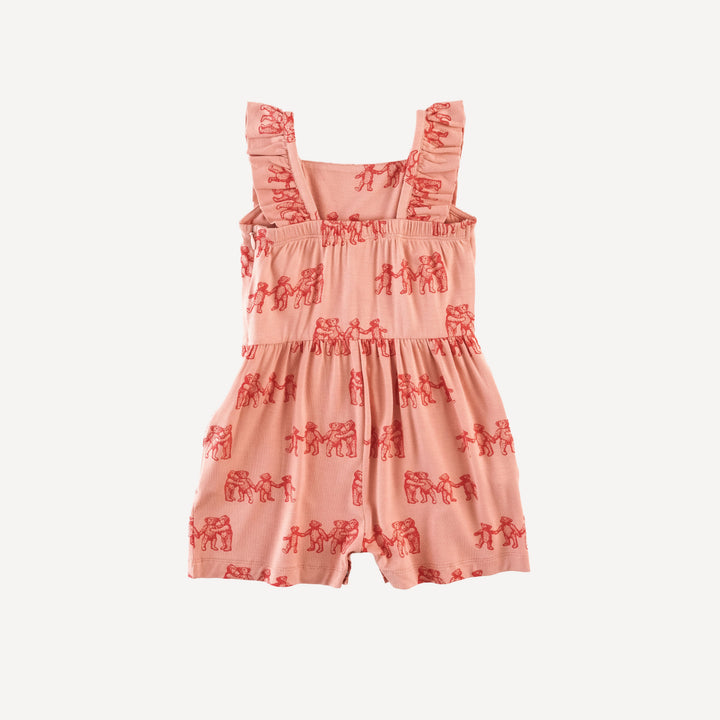 pinafore ruffle romper | teddy bears | bamboo