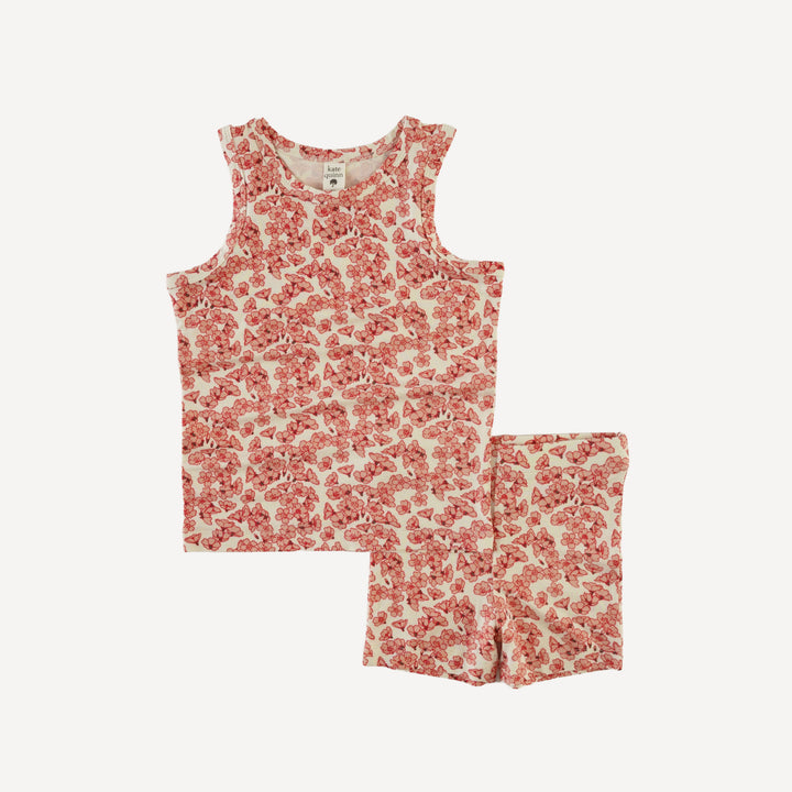 skinny tank + bike short set | cherry blossom scatter | bamboo
