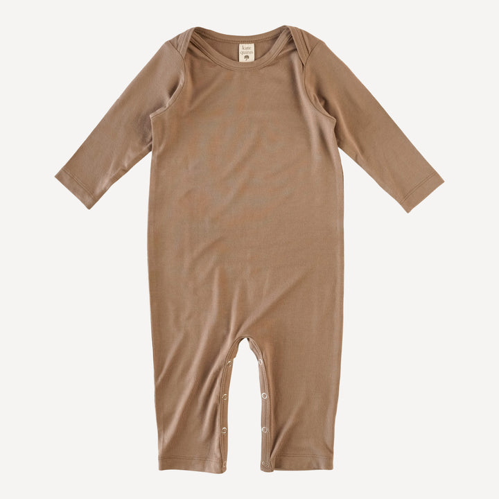 long sleeve lap neck jumpsuit | fossil | bamboo