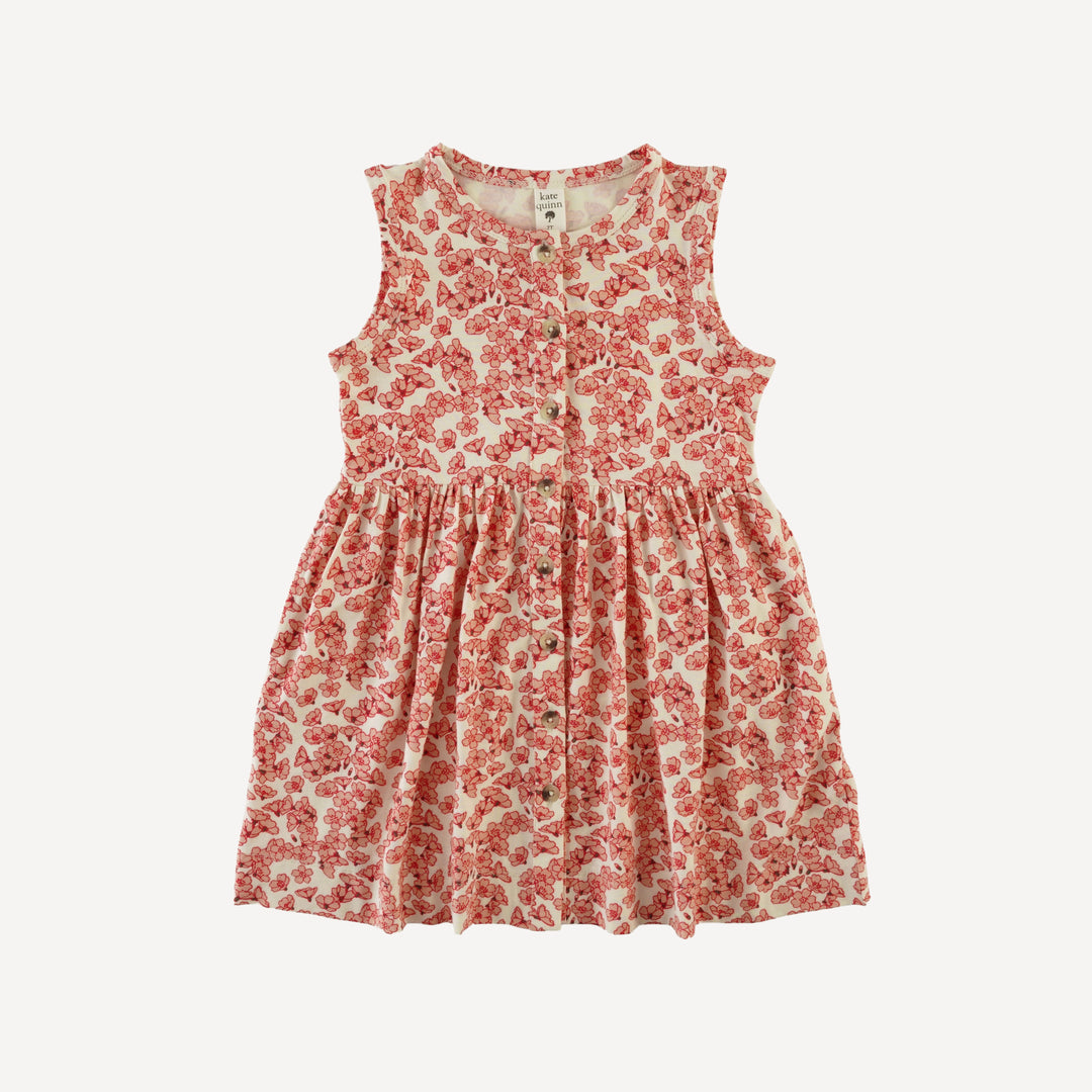 sleeveless button dress | cherry blossom scatter | bamboo