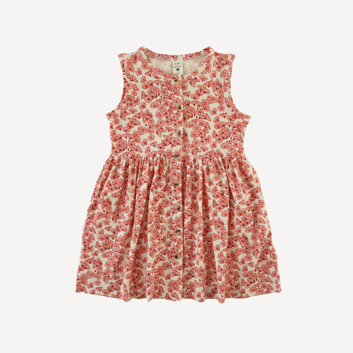 sleeveless button dress | cherry blossom scatter | bamboo