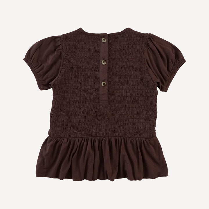 smocked ruffle top + pant set | dark fig | bamboo