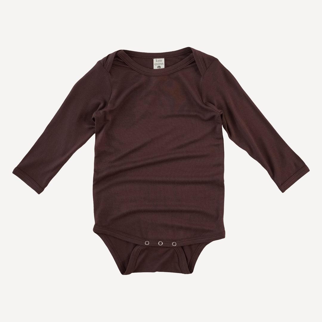 long sleeve lap neck bodysuit | dark fig | bamboo