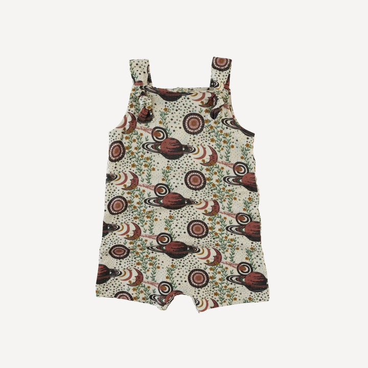 tie overall shortie | mystical planets | bamboo