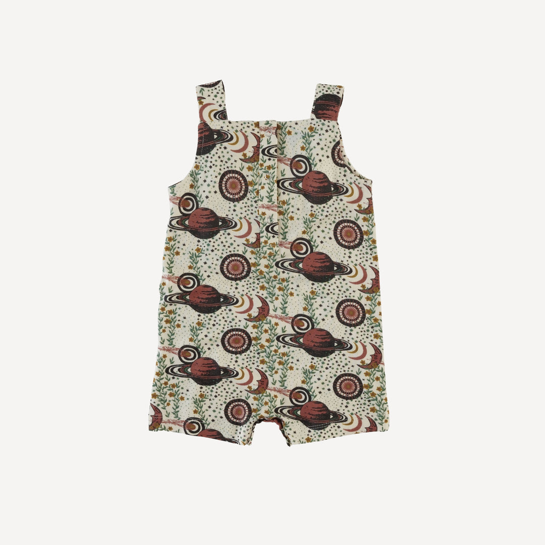 tie overall shortie | mystical planets | bamboo