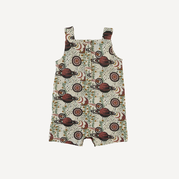 tie overall shortie | mystical planets | bamboo