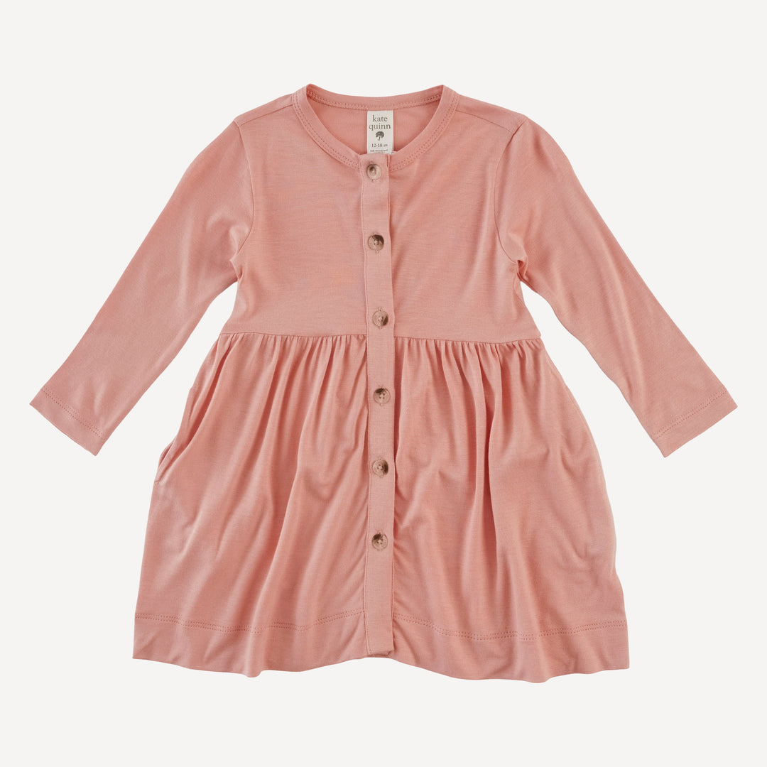 long sleeve button dress | vintage powder | bamboo