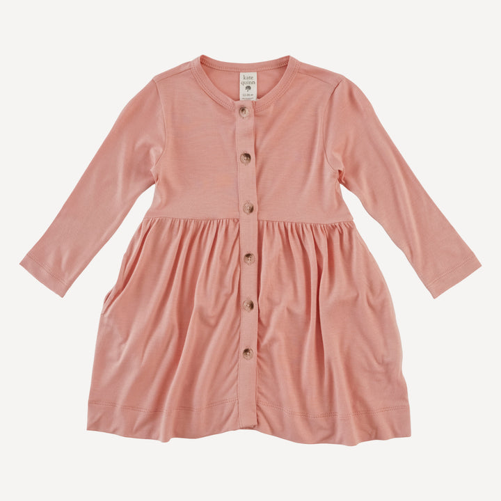 long sleeve button dress | vintage powder | bamboo