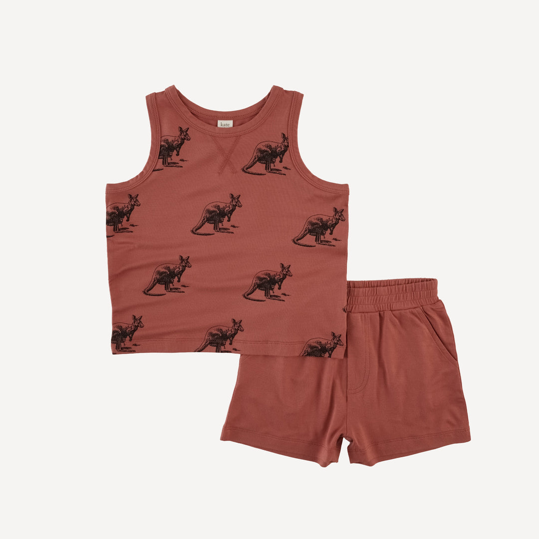 topstitch tank + relaxed short set | kangaroo | bamboo