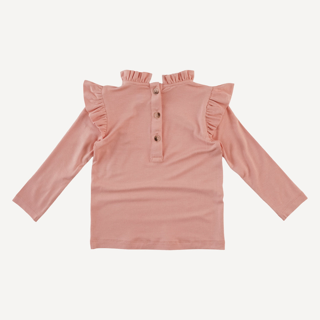 long sleeve little ruffle tee | vintage powder | bamboo