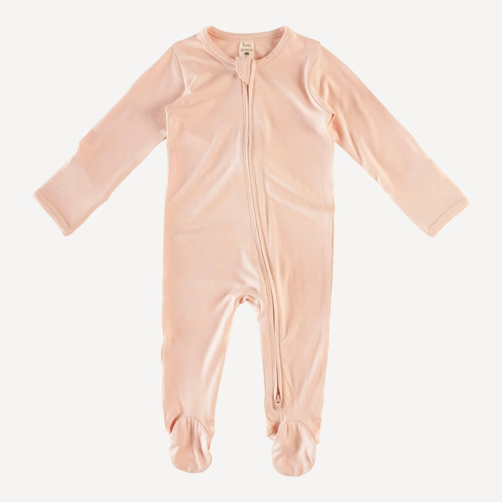 long sleeve zipper footie | cloud pink | bamboo