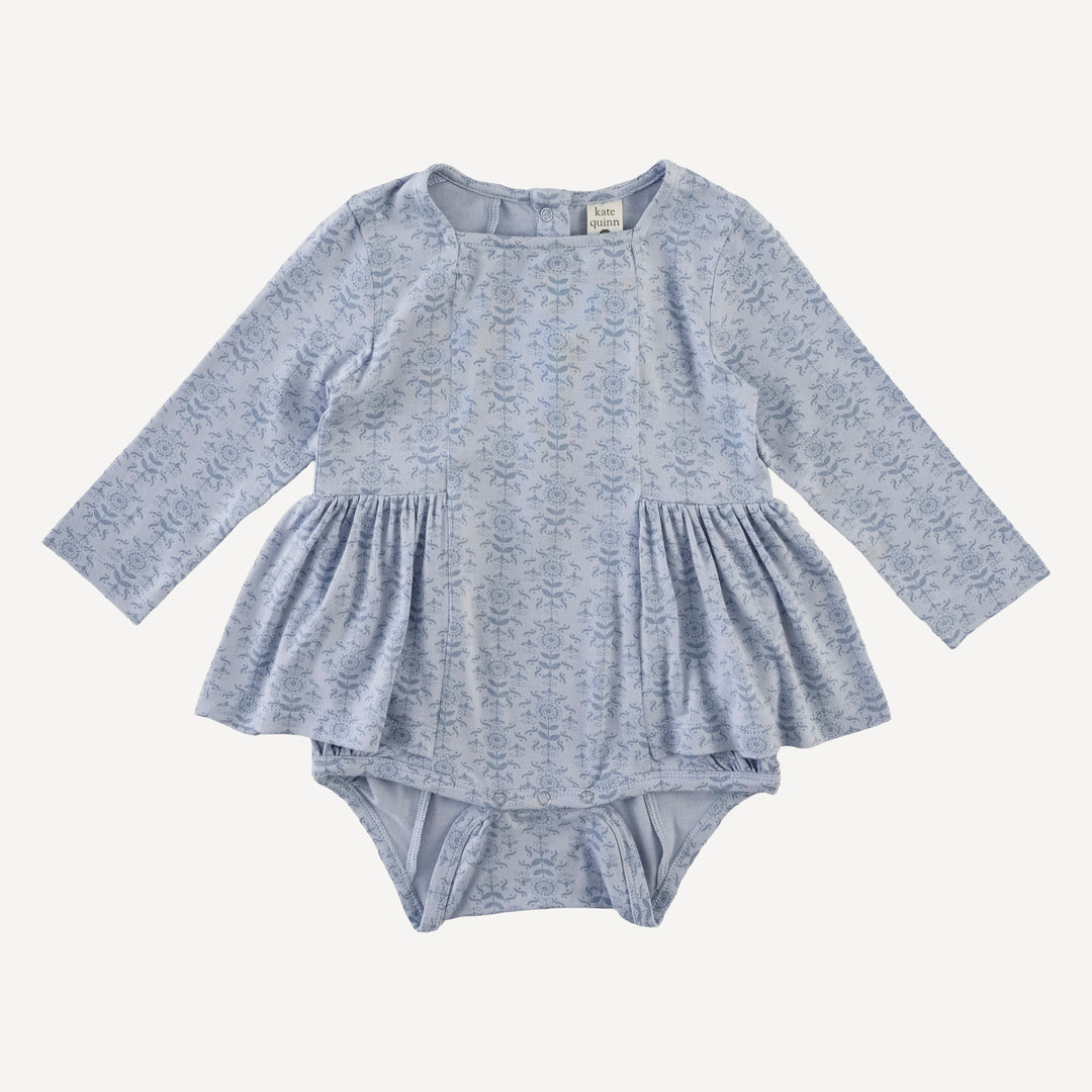 long sleeve ballerina bubble | cornflower folk wallpaper | bamboo