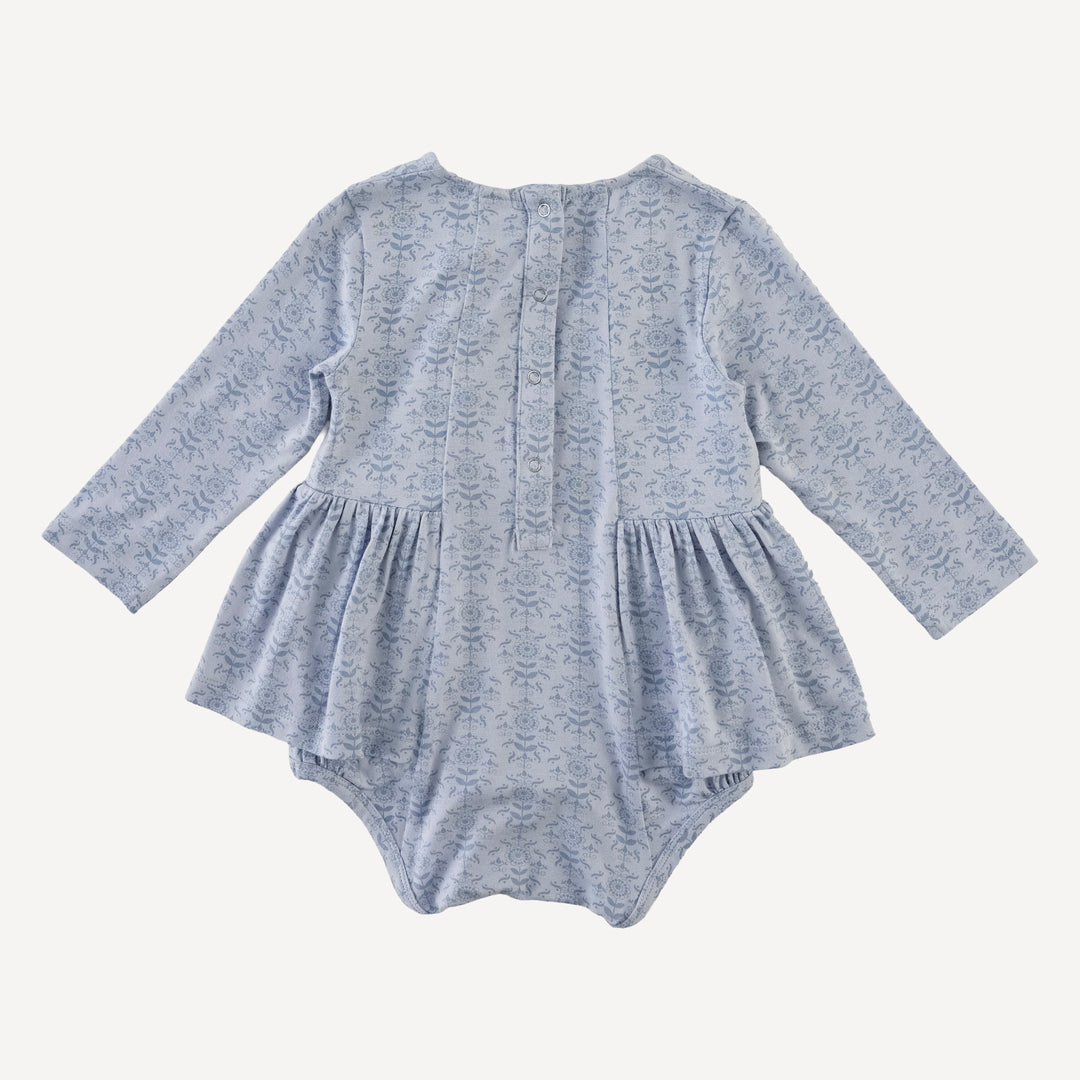 long sleeve ballerina bubble | cornflower folk wallpaper | bamboo