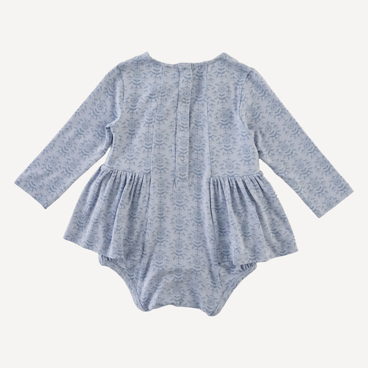 long sleeve ballerina bubble | cornflower folk wallpaper | bamboo