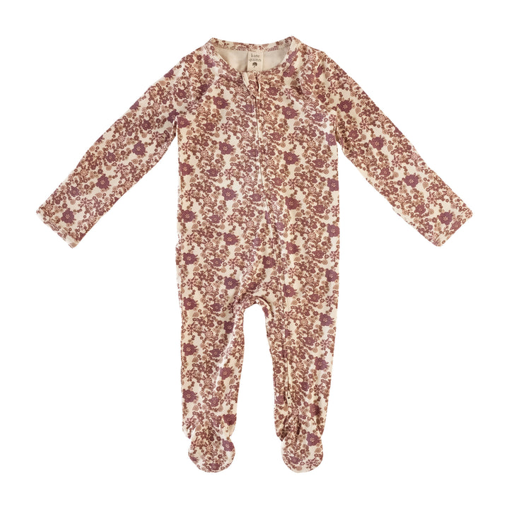 long sleeve zipper footie | ditsy floral | bamboo