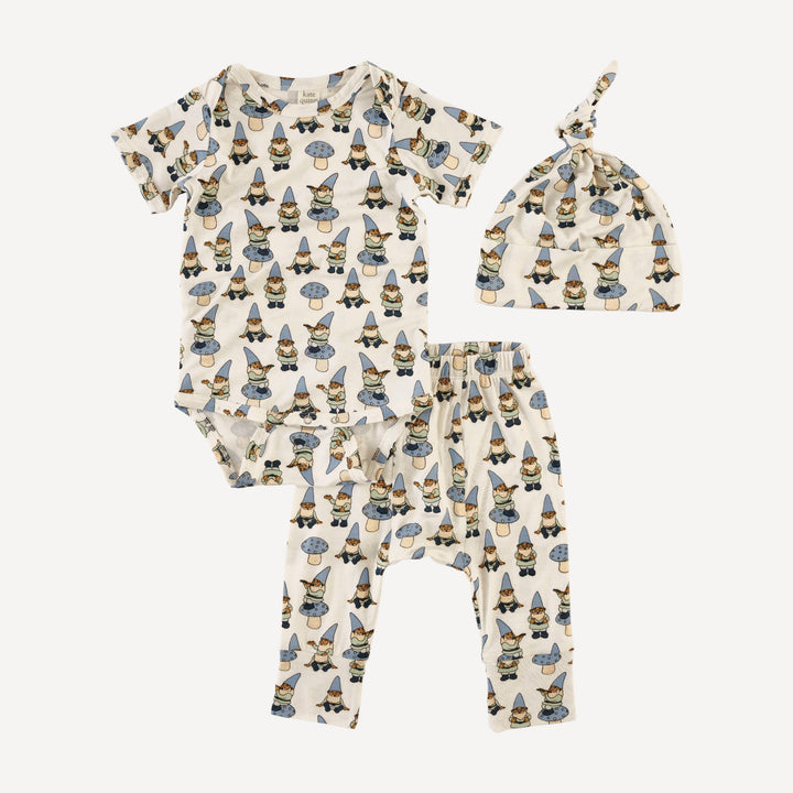 layette set | blue gnomes | bamboo