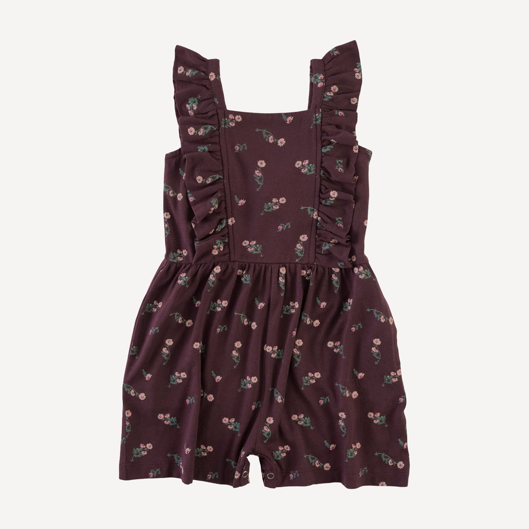 pinafore ruffle romper | huckleberry chamomile | bamboo