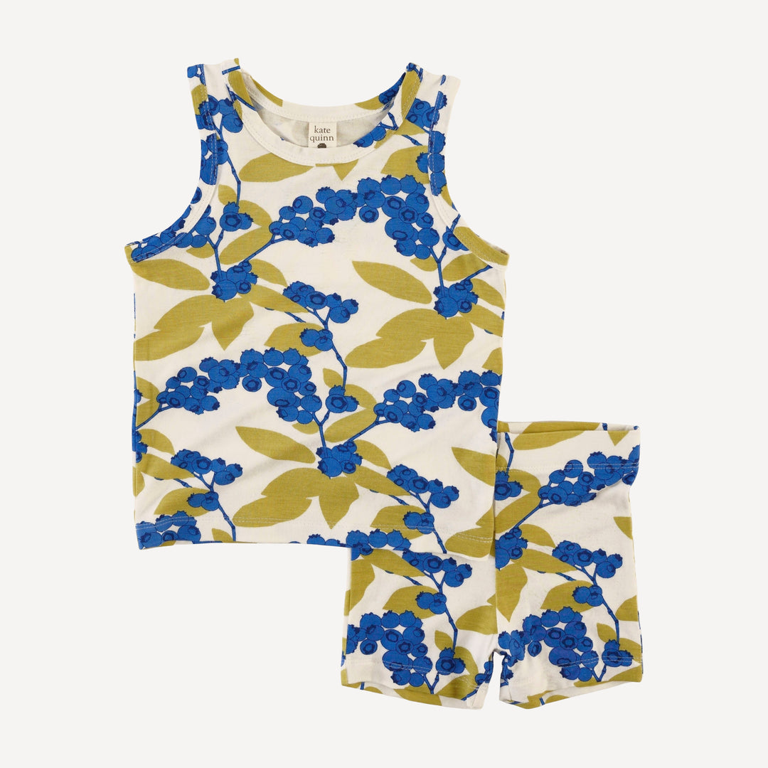 skinny tank + bike short set | blueberries | bamboo