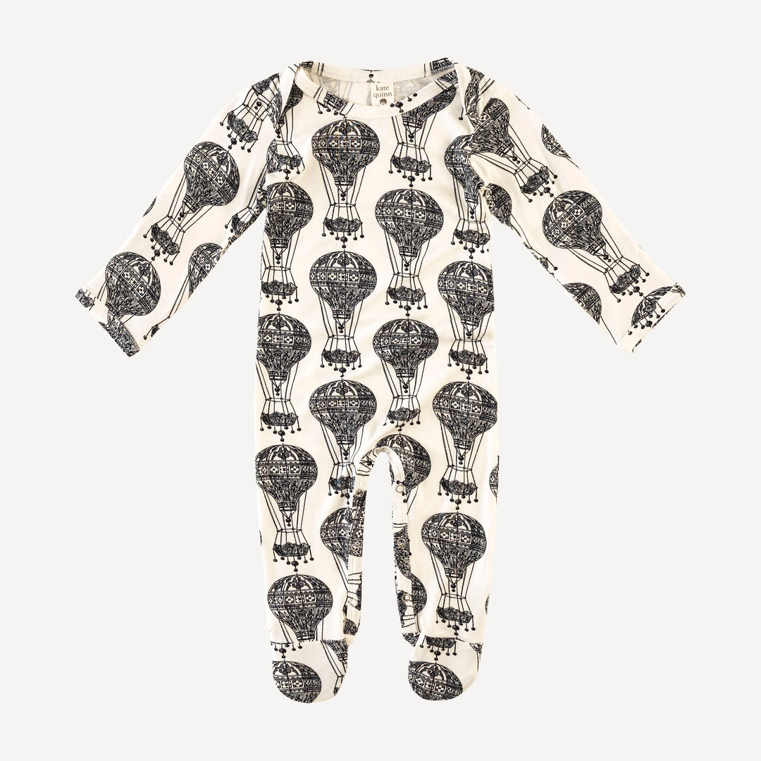 long sleeve lap neck footie | hot air balloons | bamboo