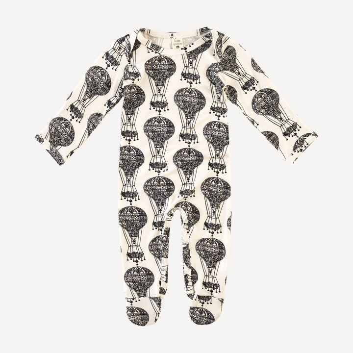 long sleeve lap neck footie | hot air balloons | bamboo
