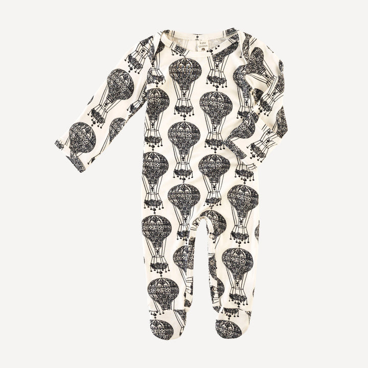 long sleeve lap neck footie | hot air balloons | bamboo