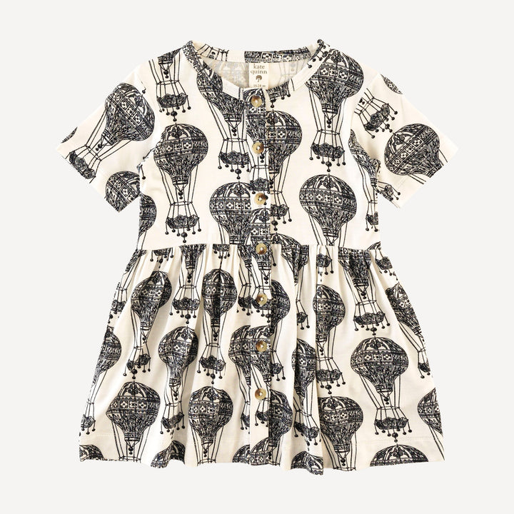 short sleeve button dress | hot air balloons | bamboo