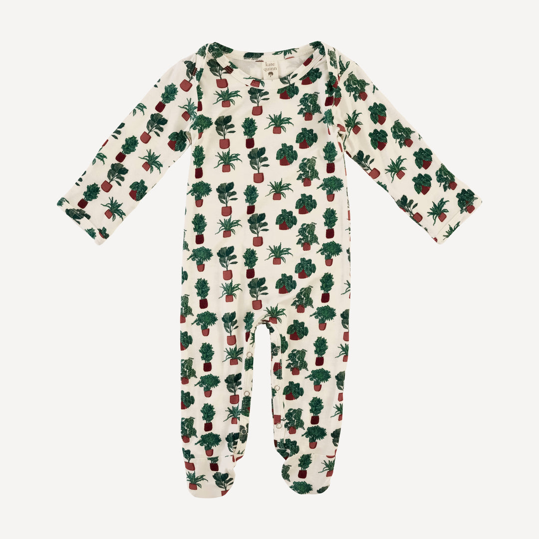 long sleeve lap neck footie | housplants | bamboo