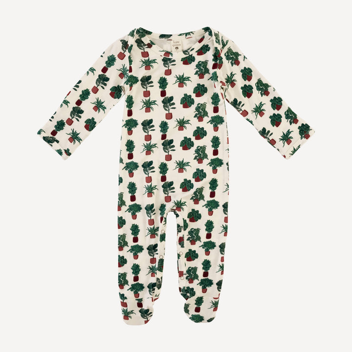 long sleeve lap neck footie | housplants | bamboo