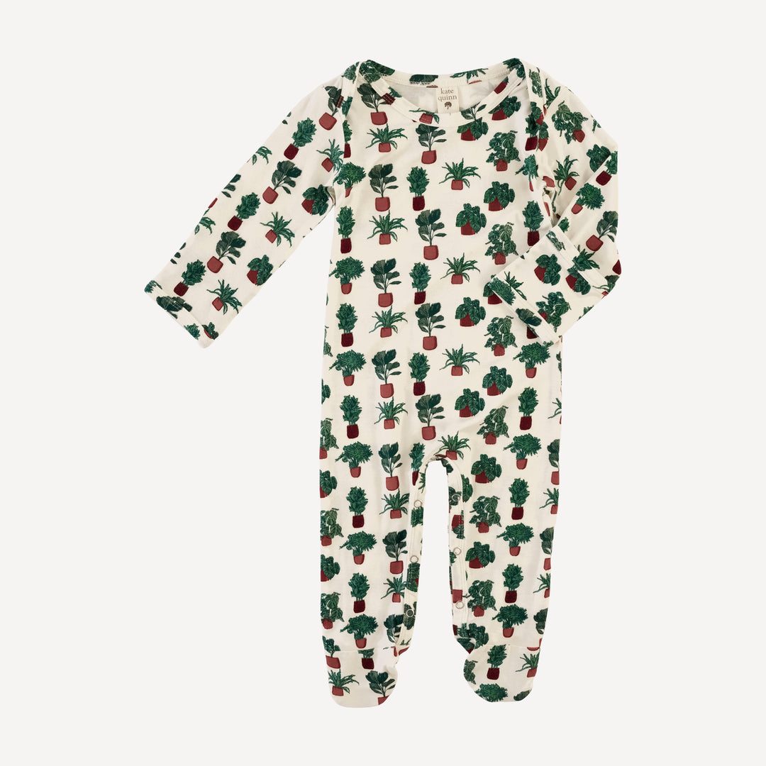 long sleeve lap neck footie | housplants | bamboo