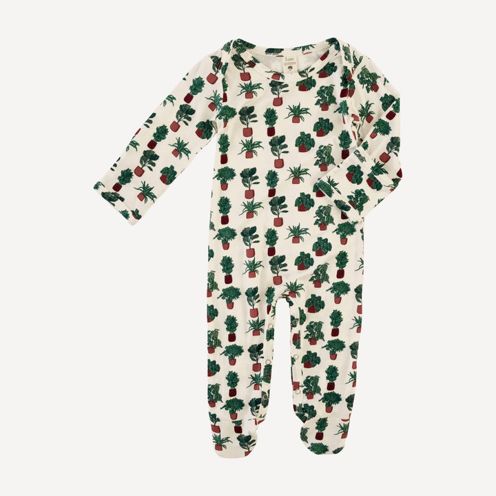 long sleeve lap neck footie | housplants | bamboo