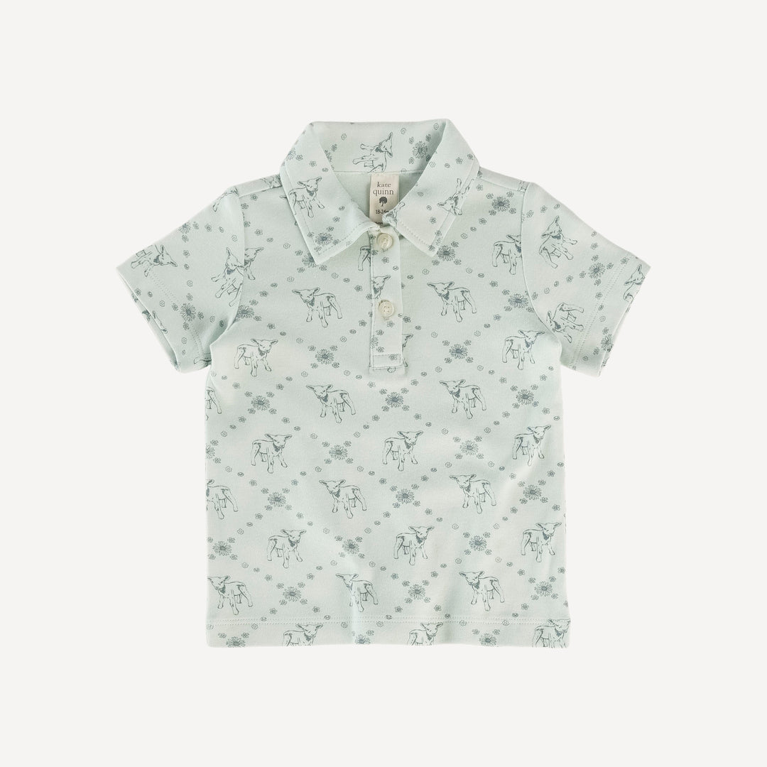 short sleeve polo shirt | little lamb | organic cotton interlock