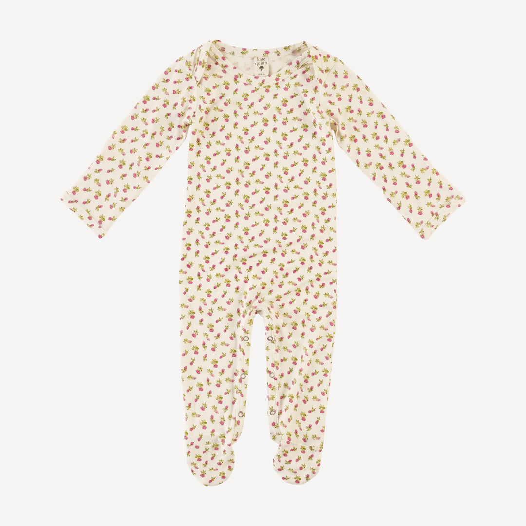 long sleeve lap neck footie | rosebud | bamboo