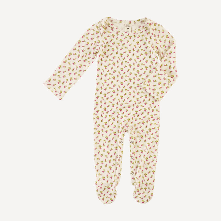 long sleeve lap neck footie | rosebud | bamboo