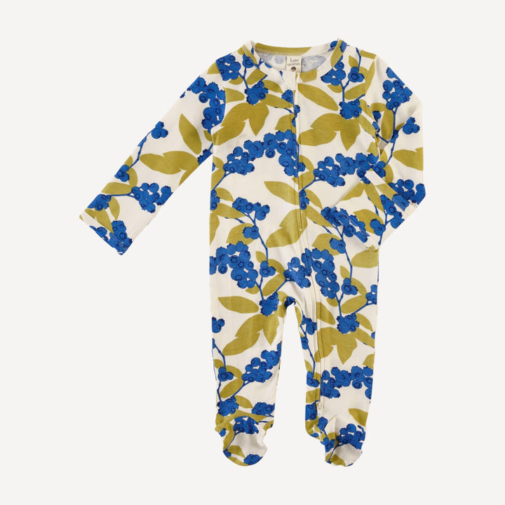 long sleeve two way zipper footie | blueberries | bamboo