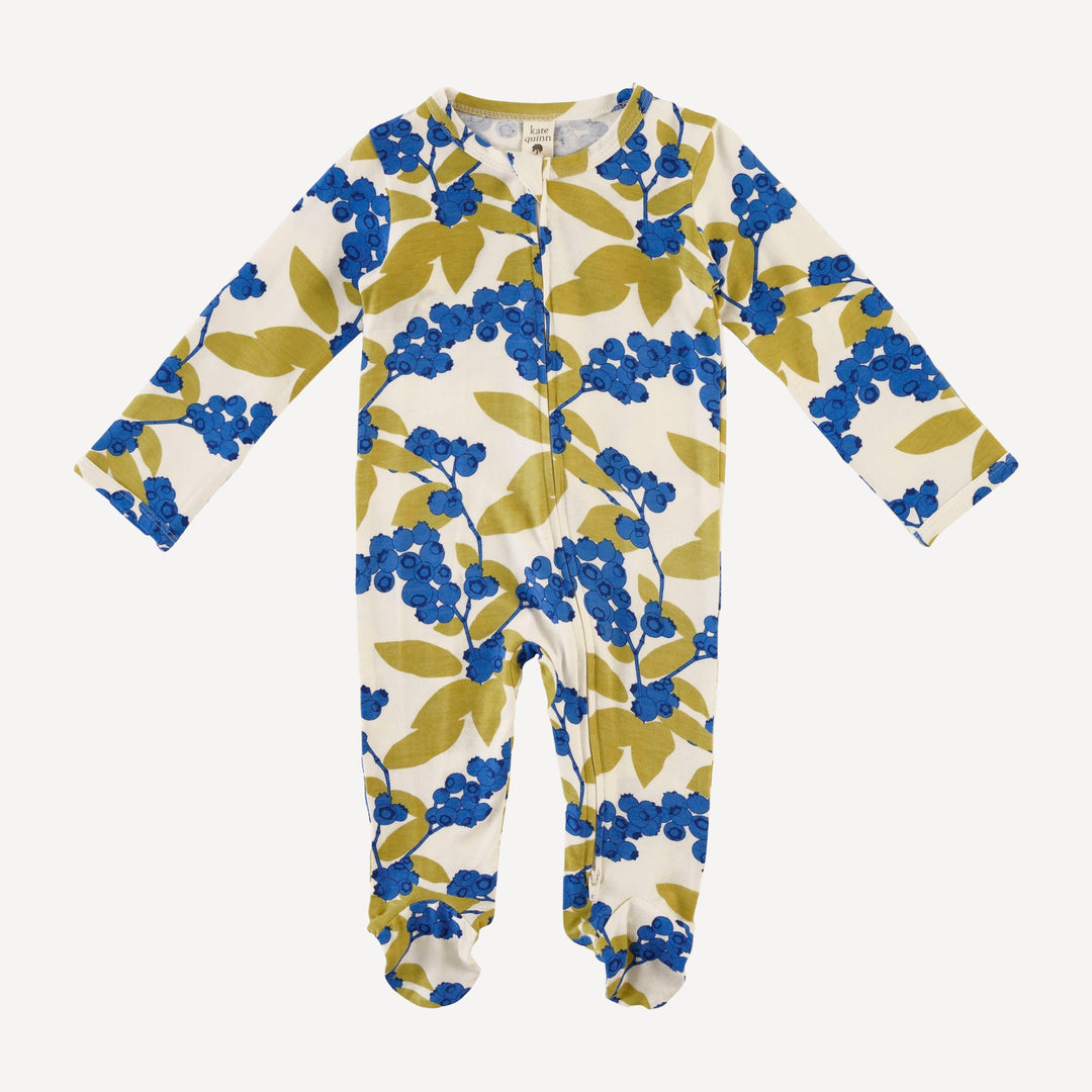 long sleeve two way zipper footie | blueberries | bamboo