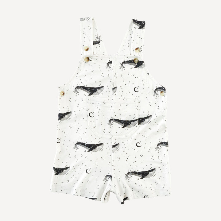 patch pocket overall shortie | mystical whales | bamboo