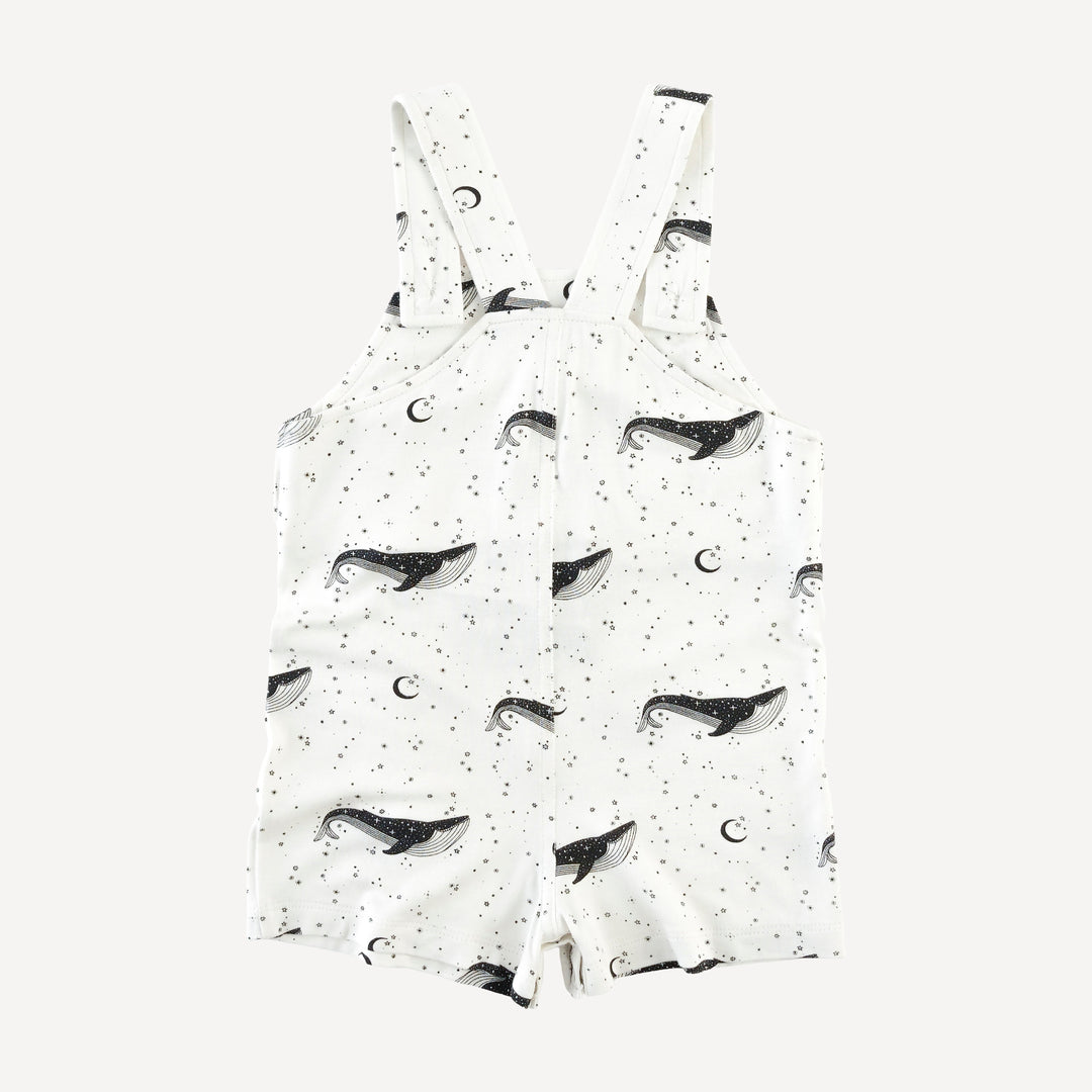 patch pocket overall shortie | mystical whales | bamboo