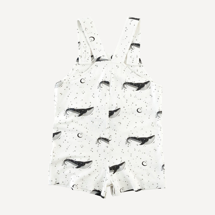 patch pocket overall shortie | mystical whales | bamboo